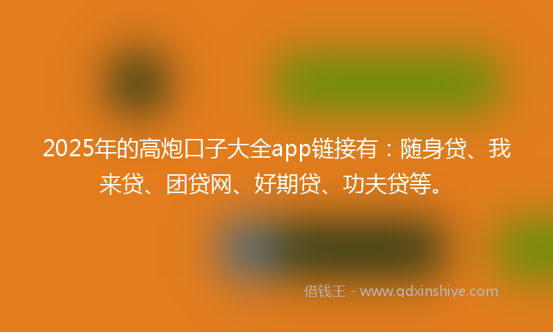 2025年的高炮口子大全app链接有：随身贷、我来贷、团贷网、好期贷、功夫贷等。