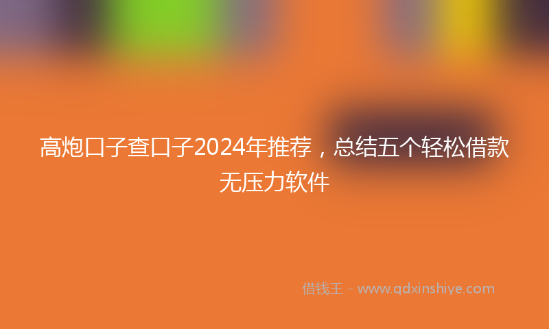 高炮口子查口子2024年推荐，总结五个轻松借款无压力软件