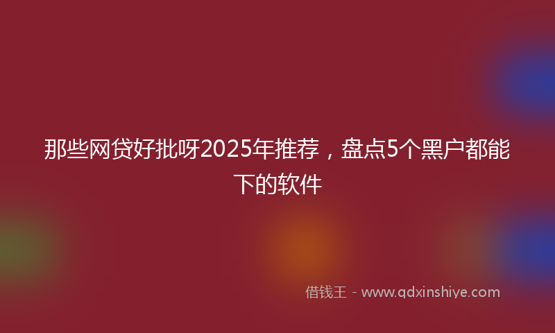 那些网贷好批呀2025年推荐，盘点5个黑户都能下的软件