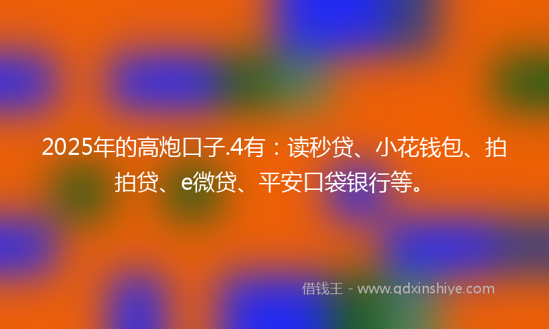2025年的高炮口子.4有：读秒贷、小花钱包、拍拍贷、e微贷、平安口袋银行等。