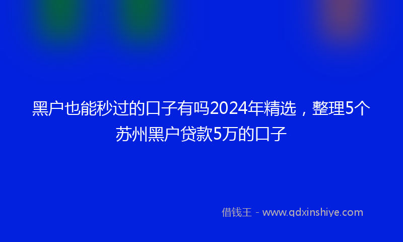 黑户也能秒过的口子有吗2024年精选，整理5个苏州黑户贷款5万的口子