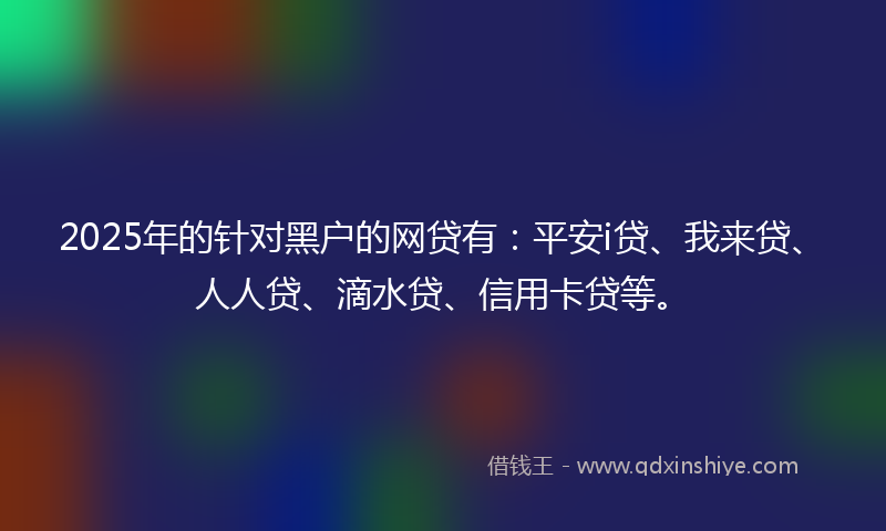 2025年的针对黑户的网贷有：平安i贷、我来贷、人人贷、滴水贷、信用卡贷等。
