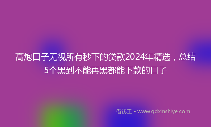 高炮口子无视所有秒下的贷款2024年精选，总结5个黑到不能再黑都能下款的口子