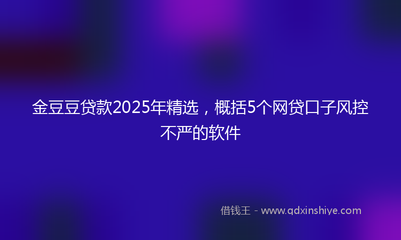 金豆豆贷款2025年精选，概括5个网贷口子风控不严的软件