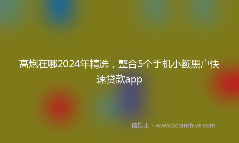 高炮在哪2024年精选，整合5个手机小额黑户快速贷款app