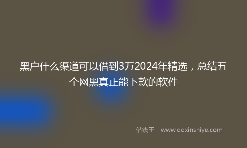 黑户什么渠道可以借到3万2024年精选，总结五个网黑真正能下款的软件