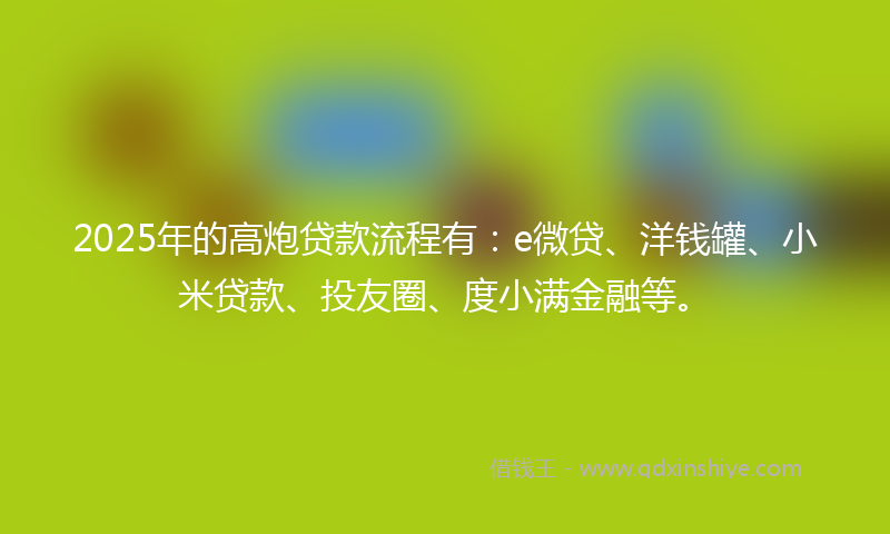 2025年的高炮贷款流程有：e微贷、洋钱罐、小米贷款、投友圈、度小满金融等。