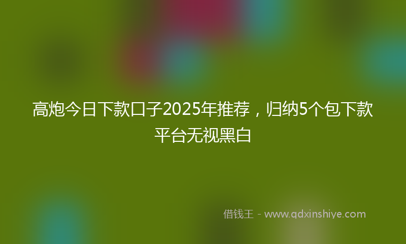 高炮今日下款口子2025年推荐，归纳5个包下款平台无视黑白