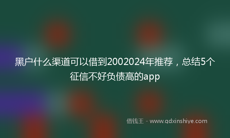黑户什么渠道可以借到2002024年推荐，总结5个征信不好负债高的app