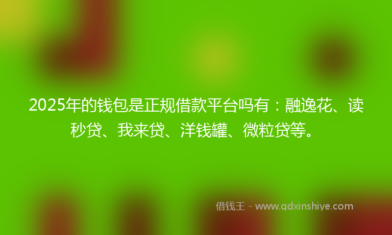 2025年的钱包是正规借款平台吗有：融逸花、读秒贷、我来贷、洋钱罐、微粒贷等。