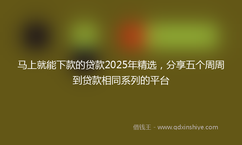 马上就能下款的贷款2025年精选，分享五个周周到贷款相同系列的平台