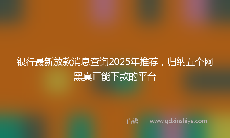 银行最新放款消息查询2025年推荐，归纳五个网黑真正能下款的平台