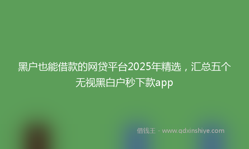 黑户也能借款的网贷平台2025年精选，汇总五个无视黑白户秒下款app
