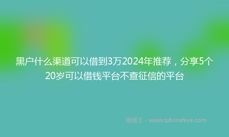 黑户什么渠道可以借到3万2024年推荐，分享5个20岁可以借钱平台不查征信的平台