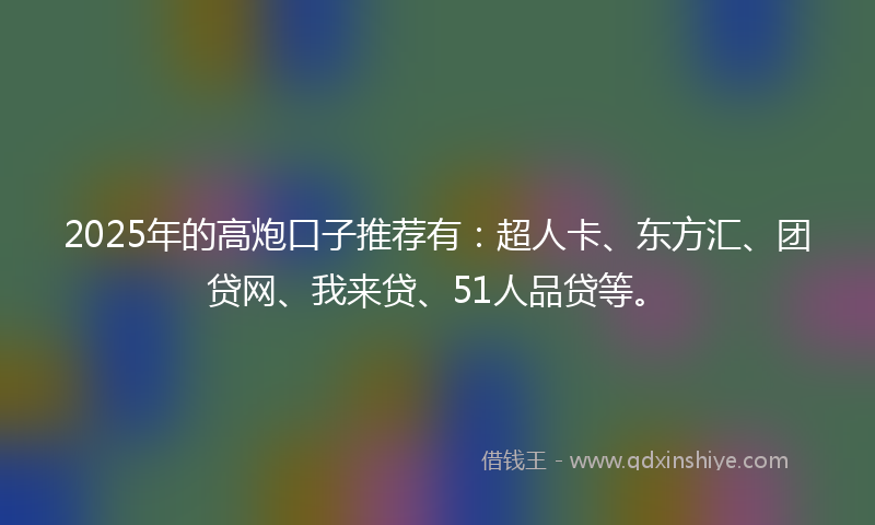 2025年的高炮口子推荐有：超人卡、东方汇、团贷网、我来贷、51人品贷等。