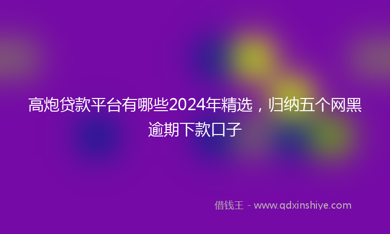 高炮贷款平台有哪些2024年精选，归纳五个网黑逾期下款口子