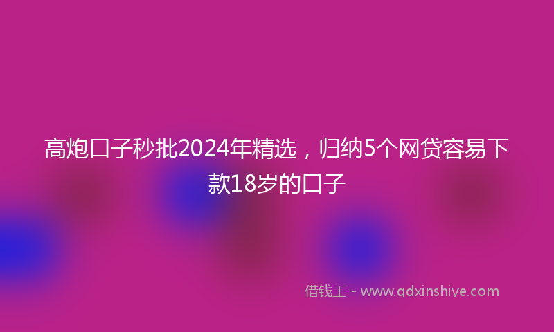 高炮口子秒批2024年精选，归纳5个网贷容易下款18岁的口子