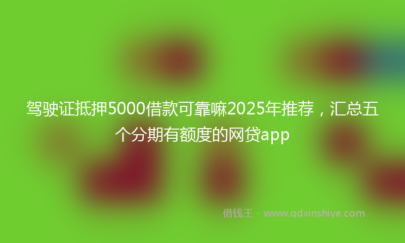 驾驶证抵押5000借款可靠嘛2025年推荐，汇总五个分期有额度的网贷app