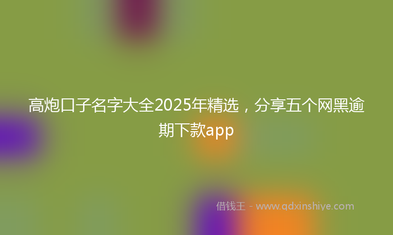 高炮口子名字大全2025年精选，分享五个网黑逾期下款app