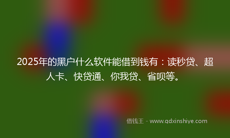 2025年的黑户什么软件能借到钱有：读秒贷、超人卡、快贷通、你我贷、省呗等。