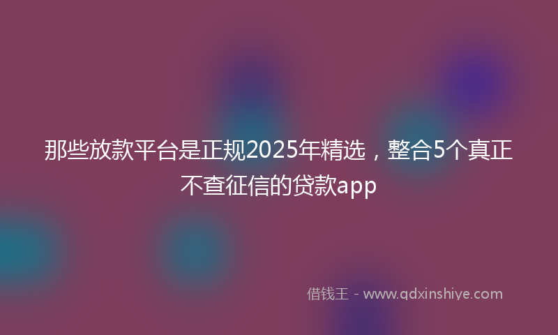 那些放款平台是正规2025年精选，整合5个真正不查征信的贷款app