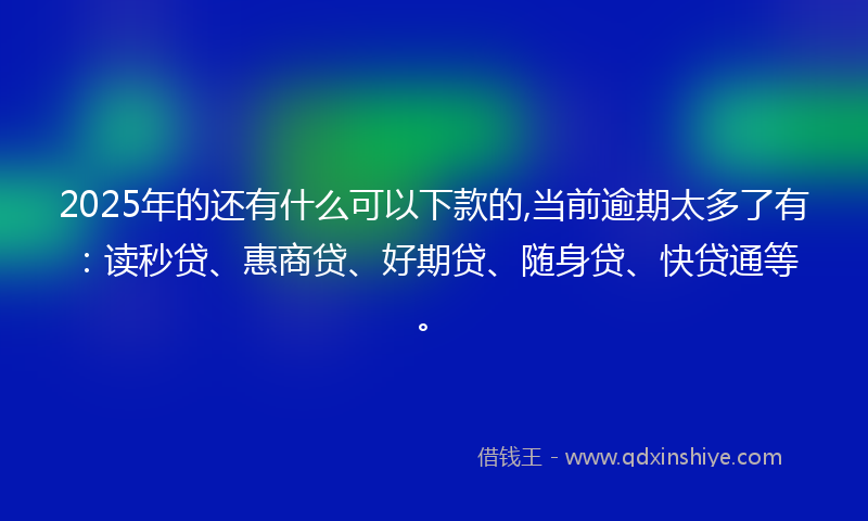 2025年的还有什么可以下款的,当前逾期太多了有：读秒贷、惠商贷、好期贷、随身贷、快贷通等。