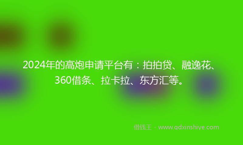 2024年的高炮申请平台有：拍拍贷、融逸花、360借条、拉卡拉、东方汇等。