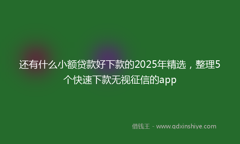 还有什么小额贷款好下款的2025年精选，整理5个快速下款无视征信的app