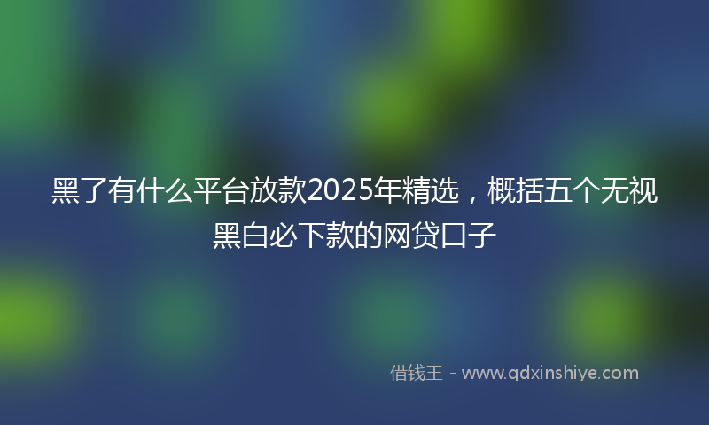 黑了有什么平台放款2025年精选，概括五个无视黑白必下款的网贷口子