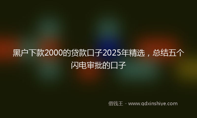 黑户下款2000的贷款口子2025年精选，总结五个闪电审批的口子