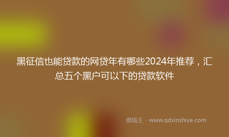 黑征信也能贷款的网贷年有哪些2024年推荐，汇总五个黑户可以下的贷款软件