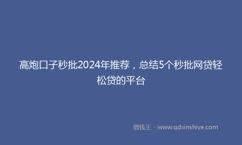 高炮口子秒批2024年推荐，总结5个秒批网贷轻松贷的平台