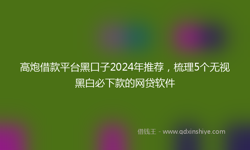 高炮借款平台黑口子2024年推荐，梳理5个无视黑白必下款的网贷软件
