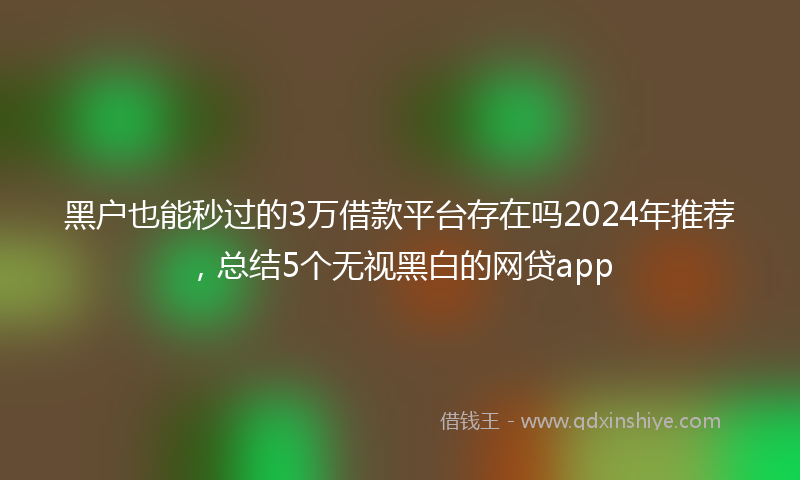 黑户也能秒过的3万借款平台存在吗2024年推荐，总结5个无视黑白的网贷app
