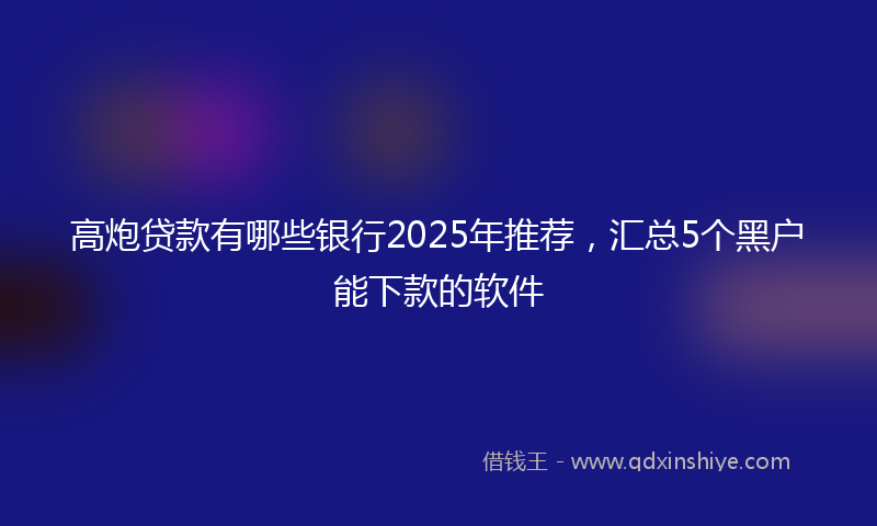 高炮贷款有哪些银行2025年推荐，汇总5个黑户能下款的软件