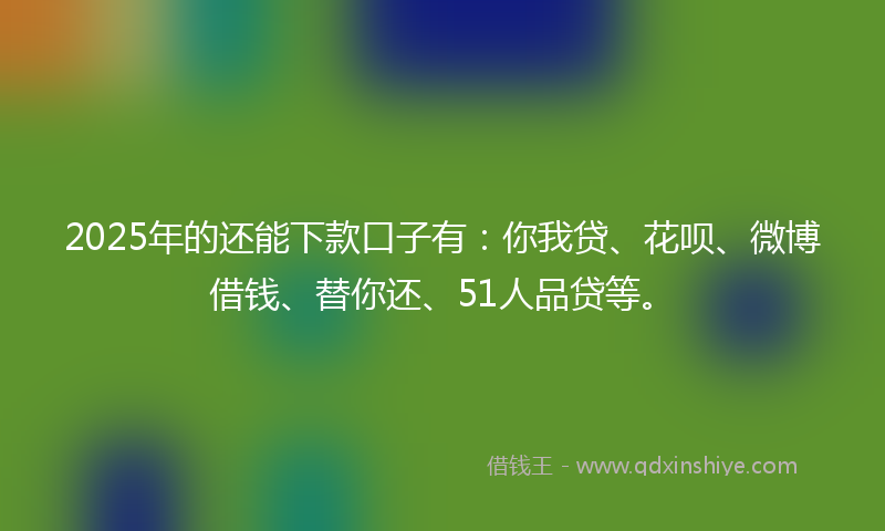 2025年的还能下款口子有：你我贷、花呗、微博借钱、替你还、51人品贷等。