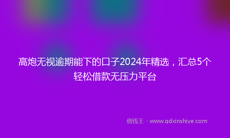 高炮无视逾期能下的口子2024年精选，汇总5个轻松借款无压力平台