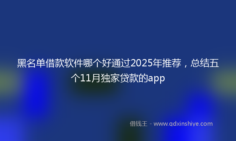 黑名单借款软件哪个好通过2025年推荐，总结五个11月独家贷款的app