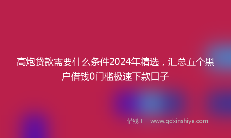 高炮贷款需要什么条件2024年精选，汇总五个黑户借钱0门槛极速下款口子