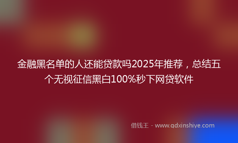 金融黑名单的人还能贷款吗2025年推荐，总结五个无视征信黑白100%秒下网贷软件