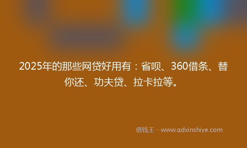 2025年的那些网贷好用有：省呗、360借条、替你还、功夫贷、拉卡拉等。
