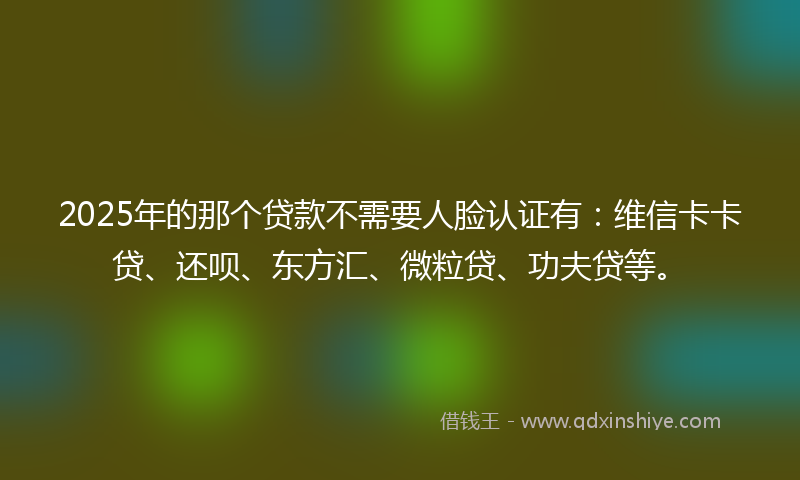 2025年的那个贷款不需要人脸认证有：维信卡卡贷、还呗、东方汇、微粒贷、功夫贷等。