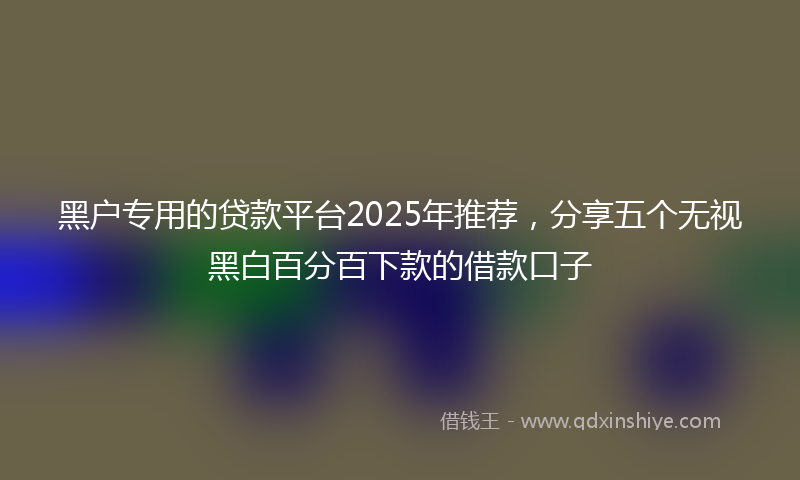 黑户专用的贷款平台2025年推荐，分享五个无视黑白百分百下款的借款口子