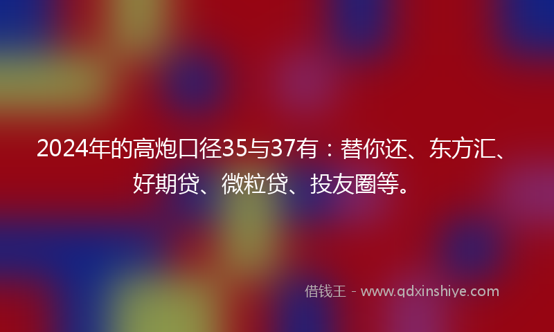 2024年的高炮口径35与37有：替你还、东方汇、好期贷、微粒贷、投友圈等。
