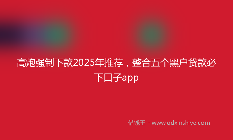 高炮强制下款2025年推荐，整合五个黑户贷款必下口子app