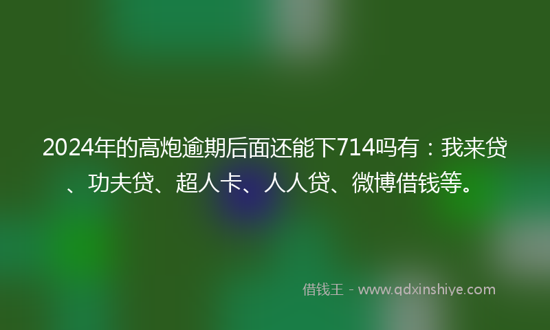 2024年的高炮逾期后面还能下714吗有：我来贷、功夫贷、超人卡、人人贷、微博借钱等。