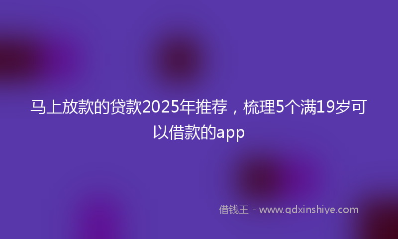 马上放款的贷款2025年推荐，梳理5个满19岁可以借款的app