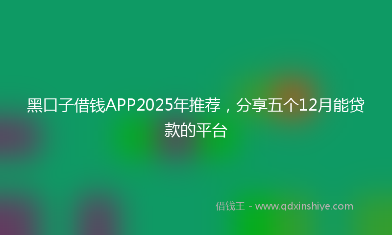 黑口子借钱APP2025年推荐，分享五个12月能贷款的平台