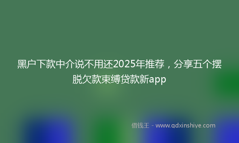 黑户下款中介说不用还2025年推荐，分享五个摆脱欠款束缚贷款新app