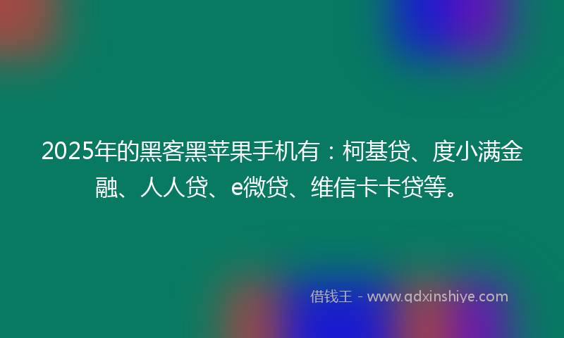 2025年的黑客黑苹果手机有：柯基贷、度小满金融、人人贷、e微贷、维信卡卡贷等。